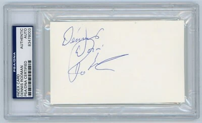 Dennis Rodman Signed Index Card (PSA) Chicago Bulls NBA Basketball Pistons Spurs - Image 1 of 2