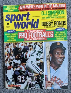 VTG 1974 OCTOBER SPORT WORLD MAGAZINE HOF BONDS SIMPSON NFL MLB NBA VG+ - Picture 1 of 3
