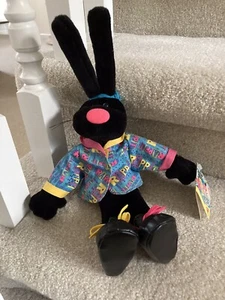Dakin 1992 Black Rappit Rabbit Plush w/ Shirt Cap and Shoes 17" Tags - Picture 1 of 10