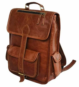 Leather Backpack Vintage Laptop Bookbag for Women Men Travel Rucksack Bag - Picture 1 of 7