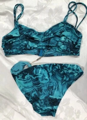 Biquíni feminino Michael Kors tamanho 12 colorido onda de mármore - Imagem 1 de 4