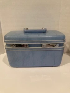 Vintage Samsonite Profile Makeup Case, No Key, Gulf Blue 1970's - Picture 1 of 17