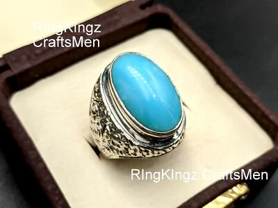 ANILLO TURUOISE PARA HOMBRE TALLA 9 PLATA ESTERLINA 925 PIEDRA PRECIOSA ORIGINAL PIEDRA FEROZA Foto 1 de 4