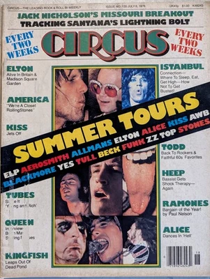 CIRCUS Magazine July 1976 Summer Tours, Elton, KISS, Queen, Tubes, Santana, rare - Image 1 of 4