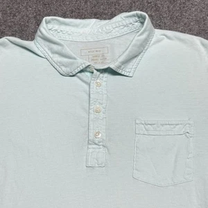 Billy Reid Polo Shirt Mens Large Light Blue Garment Dye Organic Cotton Pocket - Picture 1 of 7