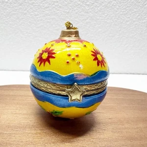 Vintage Emaille Porzellan Schmuckschatulle Kugel Ornament 2" - Bild 1 von 7