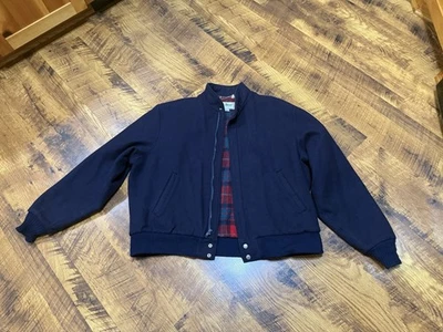 Vintage L.L. Bean Jacket Mens Large Long Wool Bomber Green Made USA 80s 90s - Image 1 of 4