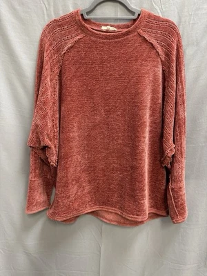 Easel Brick 红色针织女式圆领套衫上衣,尺寸 3X — 第 1/4 张图片