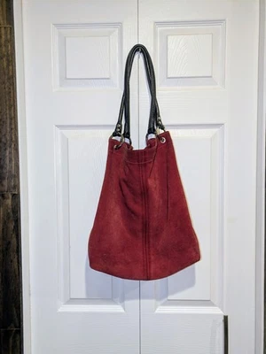 Bolsa de ombro vintage feita à mão Owen Barry Dudley camurça vermelha - Imagem 1 de 4