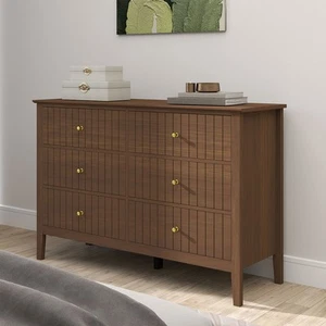 Large 6 Drawer Chest of Drawers - Hales Dark Wood Range - Picture 1 of 4