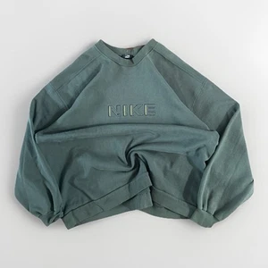 VTG 90s Nike Mens 2XL Black Center Embroidered Swoosh Crewneck Sweatshirt USA - Picture 1 of 13