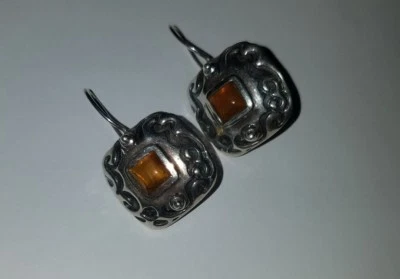 BRINCOS SILPADA DE PRATA ESTERLINA E ÂMBAR - Imagem 1 de 3