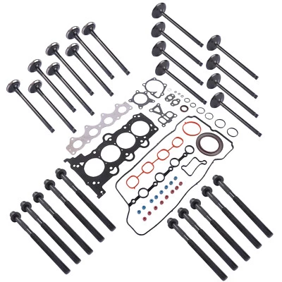 Gasket Set W/ Bolts &Intake Exhaust Valves Fits Hyundai Accent Kia Rio 1.6L L4 - Image 1 of 4