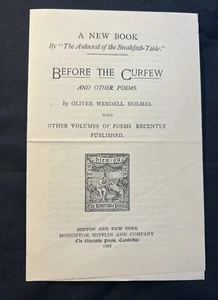 1888 Houghton Mifflin Riverside Press Oliver Wendell Holmes Before Curfew Poems - Picture 1 of 4