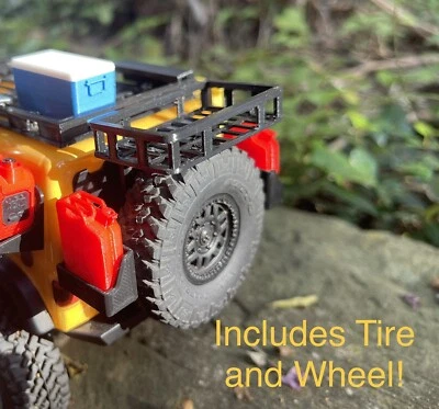 Spare Tire and Cargo Rack  & Gas Cans For Axial SCX24 Jeep With Bonus Ice Chest! - Image 1 of 4