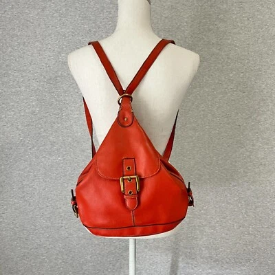 Vintage Nine West Backpack Bag PVC Vegan Faux Leather Orange 90's Pebbled - Imagem 1 de 4