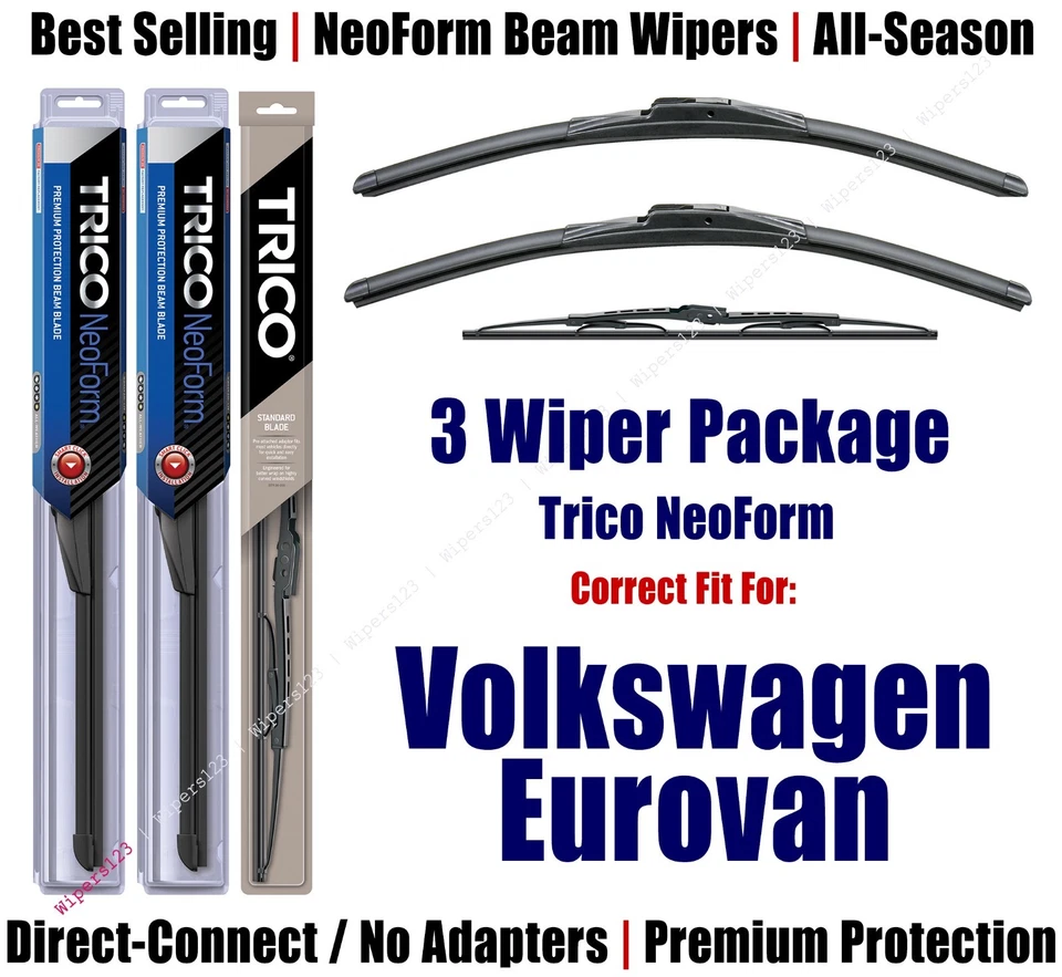 3pk Wipers Front & Rear NeoForm - fit 1995-2003 Volkswagen Eurovan 16210x2/30160 - Image 1 of 1