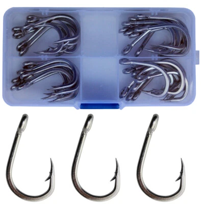 20pcs Strong Stainless Steel Fishing Hooks Big Game Demon Saltwater Fish Hooks - Image 1 of 4