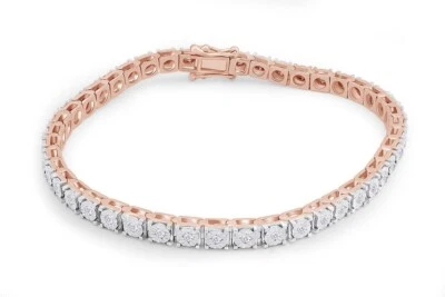 Conjunto de brazalete de tenis milagroso de diamantes de 1,00 quilates enchapado en 14K 925 cultivado en laboratorio Foto 1 de 4
