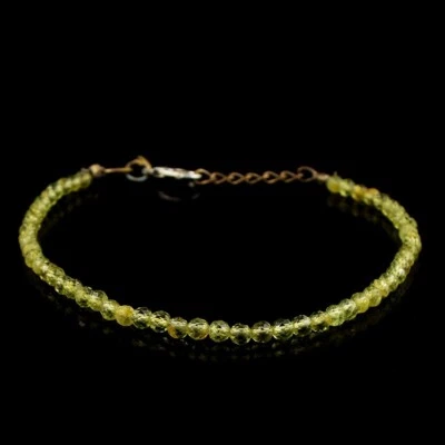 Handmade Glittering Peridot 20.00 Cts Round Shape Beaded Bracelet AK 07 E586 - Image 1 of 3