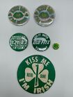 6 Kiss Me Im Irish St Patricks Day Green White Clover Button Pin Vintage