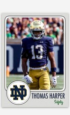 Thomas Harper  NMT Custom Art College Football Card! Notre Dame!