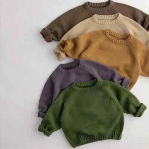 Autumn Winter Kids Clothes Boy Girls Knit Pullover Solid Girls Thick Sweater Kid - Picture 1 of 18