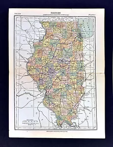 c1889 Encyclopedia Britannica Map - Illinois - Chicago Springfield Rockford - Picture 1 of 1