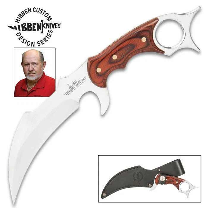 Hibben BloodWood 5Cr15MoV Stainless Fixed Blade Karambit Knife w/ Sheath- GH5099