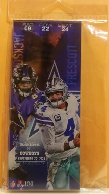 HIGHLAND COMO NUEVO BALTIMORE RAVENS VS DALLAS COWBOYS 22/09/243D BLOCKART ACRÍLICO NUEVO Foto 1 de 2