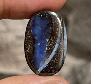 18.65ct 24x15.6x4.5mm Dark Blue Natural Boulder Australian Opal Oval Cabochon - Picture 1 of 12