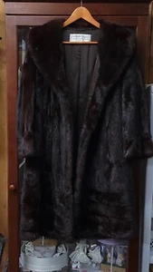Vintage Natural Brown Mid-Length Mink Coat Size L - Picture 1 of 10