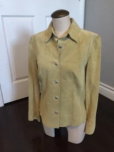 Womens Lightweight Suede Jacket, Rhinestone Buttons, Size 4 - Picture 1 of 4