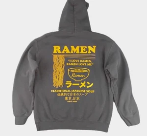 Ramen Hoodie Men's Sz-M Black Traditional Japanese Soup Sweatshirt Ramen Love Me - Picture 1 of 6