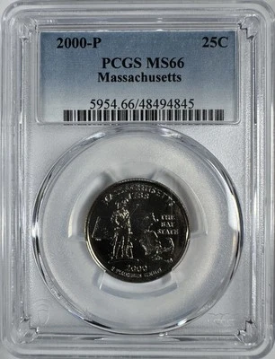 2000 P Massachusetts State Quarter 25C PCGS MS66 - Image 1 of 2