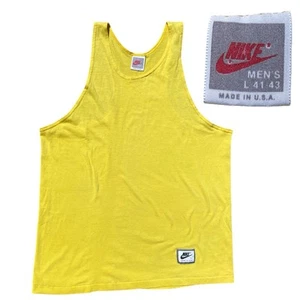 Vintage Nike Tank Top gelb ärmelloses Shirt Made in USA Herren Größe LARGE - Bild 1 von 6