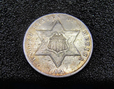1861 Three Cent Silver (Trime) 3cS - Philadelphia Mint - VF-XF Details - Image 1 of 4