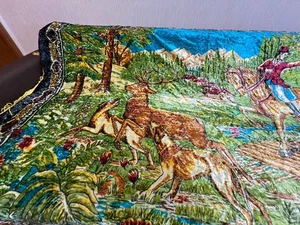 Vintage Samt Wildhirsch Jagd Wandteppich Teppich Wandbehang Dekor 75"x49 - Bild 1 von 11