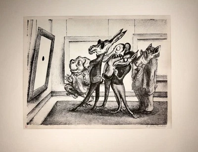 A. Paul Weber "Kunstexperten". Lithographie ca. 1980, signiert Griffelkunst W 60 - Bild 1 von 2