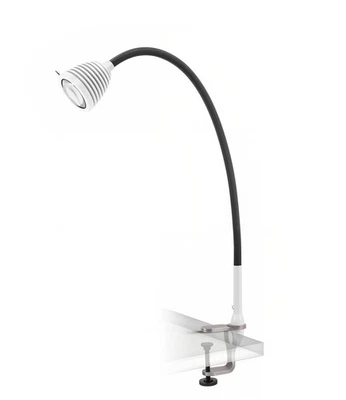 less'n'more Athene A-KL Klemmleuchte Flexarm Textil Anthrazit Kopf Weiß - Bild 1 von 4