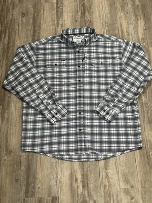 Poncho The Pagosa Performance Flannel Shirt Men’s Sz XL White And Navy Plaid - Image 1 of 4