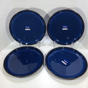Denby Imperial Blue Coupe Dinner Plate Made in England 10” Set of 4 New Scratch - Picture 1 of 19