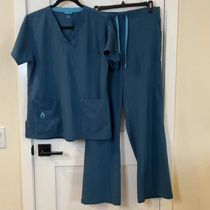 Carhartt Force M Scrub Scrubs Set Top Pants Womens Teal Medical Nurse Dentist - Picture 1 of 20