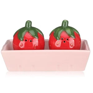 3 Pcs Strawberry Salt and Pepper Shakers Set, Cute Salt and Pepper Shakers wi... - Picture 1 of 7