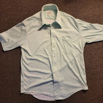 Camisa de vestir vintage de los años 70 Kmart tejida 100 % poliéster abotonada talla grande 17 Foto 1 de 4