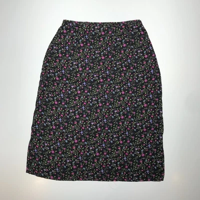 Falda Kathie Lee Mujer 8 Fushia Floral Negra Púrpura Midi Boho Vacaciones de Verano Foto 1 de 4