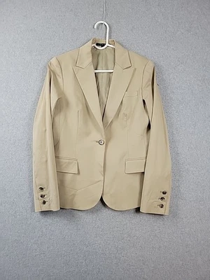 Blazer de carrera Theory mezcla de algodón beige LS forrado con un solo botón para mujer 8 elástico Foto 1 de 4