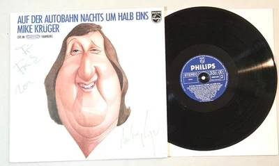 MIKE KRÜGER "Auf der Autobahn nachts um halb eins" signierte Autogramm LP 1970er - Bild 1 von 4