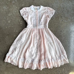 Vintage 70s Gunne Sax Jeunes Filles Pink Prairie Dress Lace Peter Pan Collar XS - Bild 1 von 13