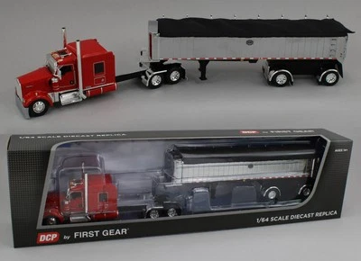 DCP 1:64 *RED* Kenworth W900L 72" Flattop w/CHROME Mac Coal End Dump Trailer - Image 1 of 4